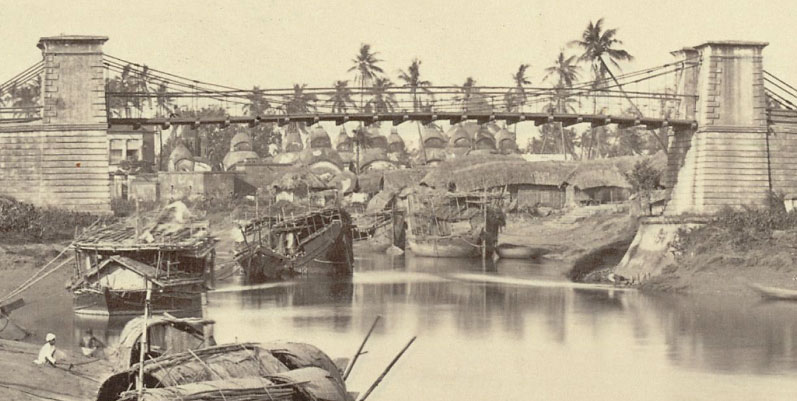 Photograph of Tolly's Nullah or Adi Ganga near Kalighat from 'Views of Calcutta and Barrackpore' taken by Samuel Bourne in the 1860s. Public Domain