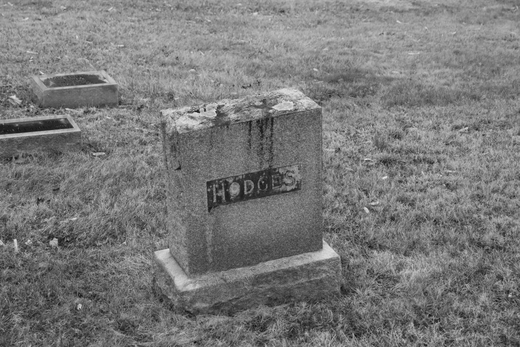 black and white picture of an old gravestone, Dorsey Avenue cemetery, Morgantown, West Virginia